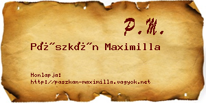 Pászkán Maximilla névjegykártya